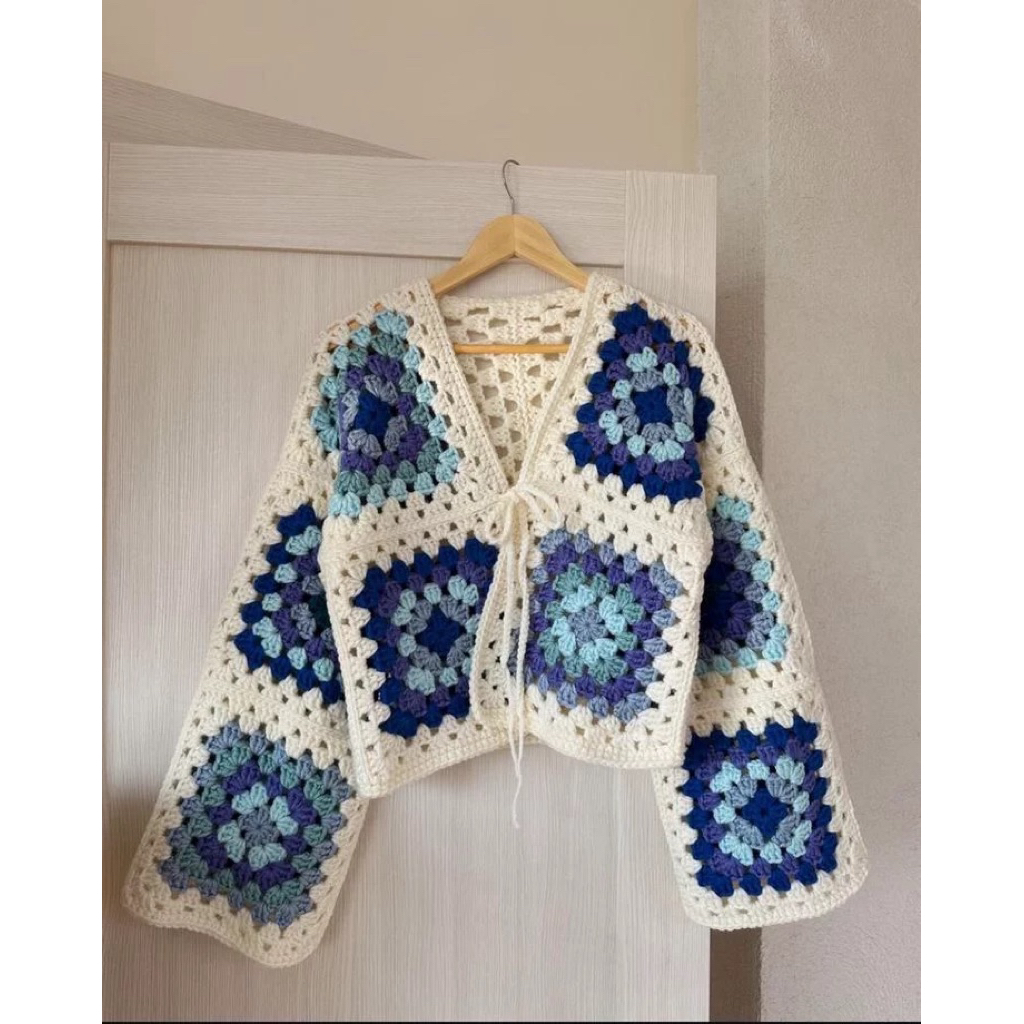 Cardigan Rajut Handmade / Granny Square Cardigan Crochet / Cardigan Rajut Korean Style