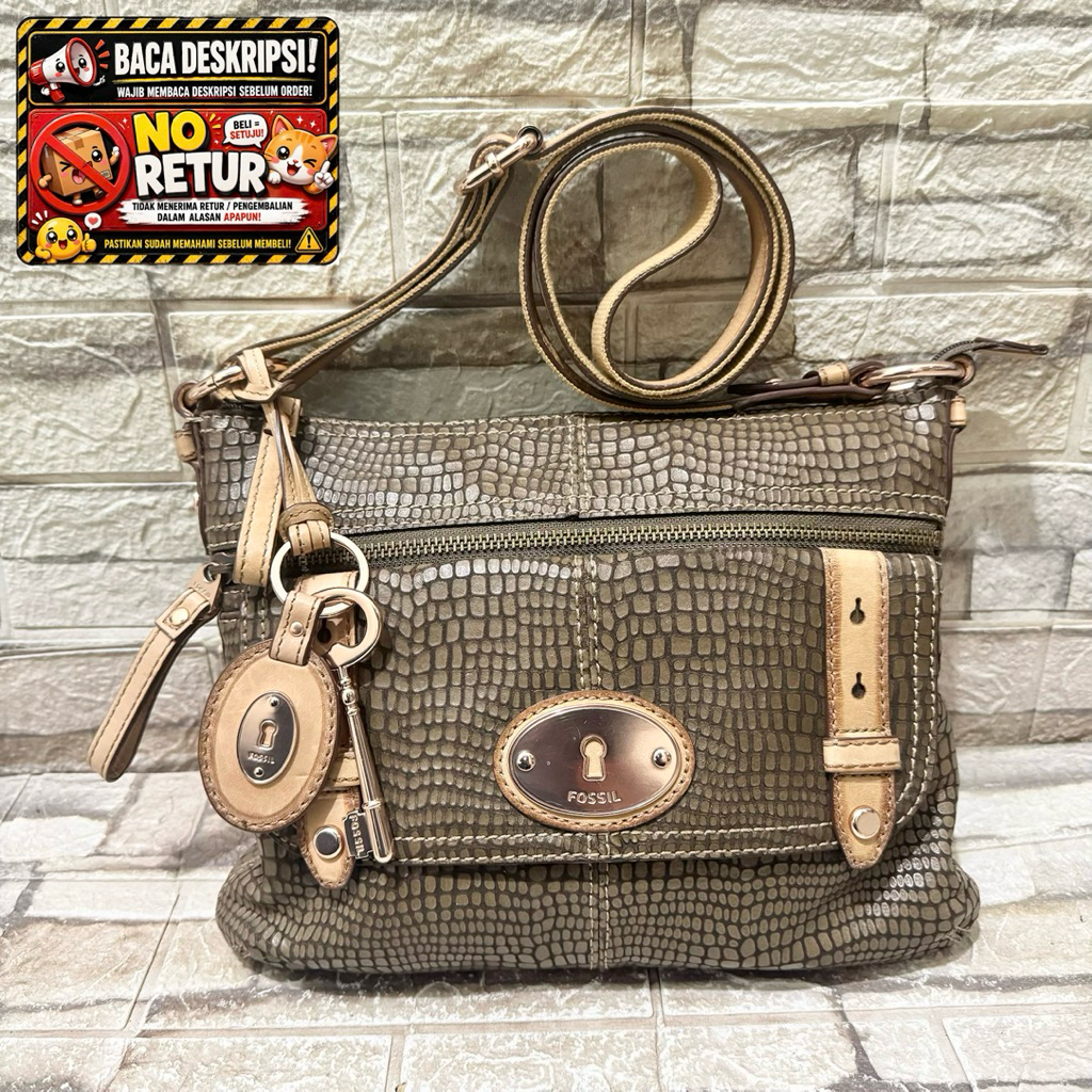739# NET-Preloved Fossil Maddox Snake Skin Crossbody Sling Bag