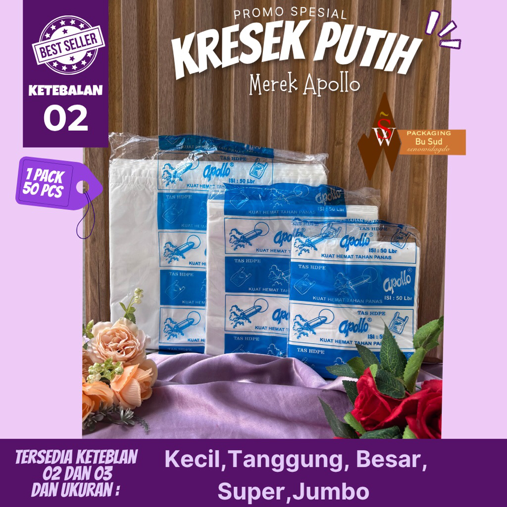 MURAH TAS HDPE APOLLO KECIL BIRU TEBAL 02 isi 50 pcs / tas kresek warna dop putih/kantong plastik mu