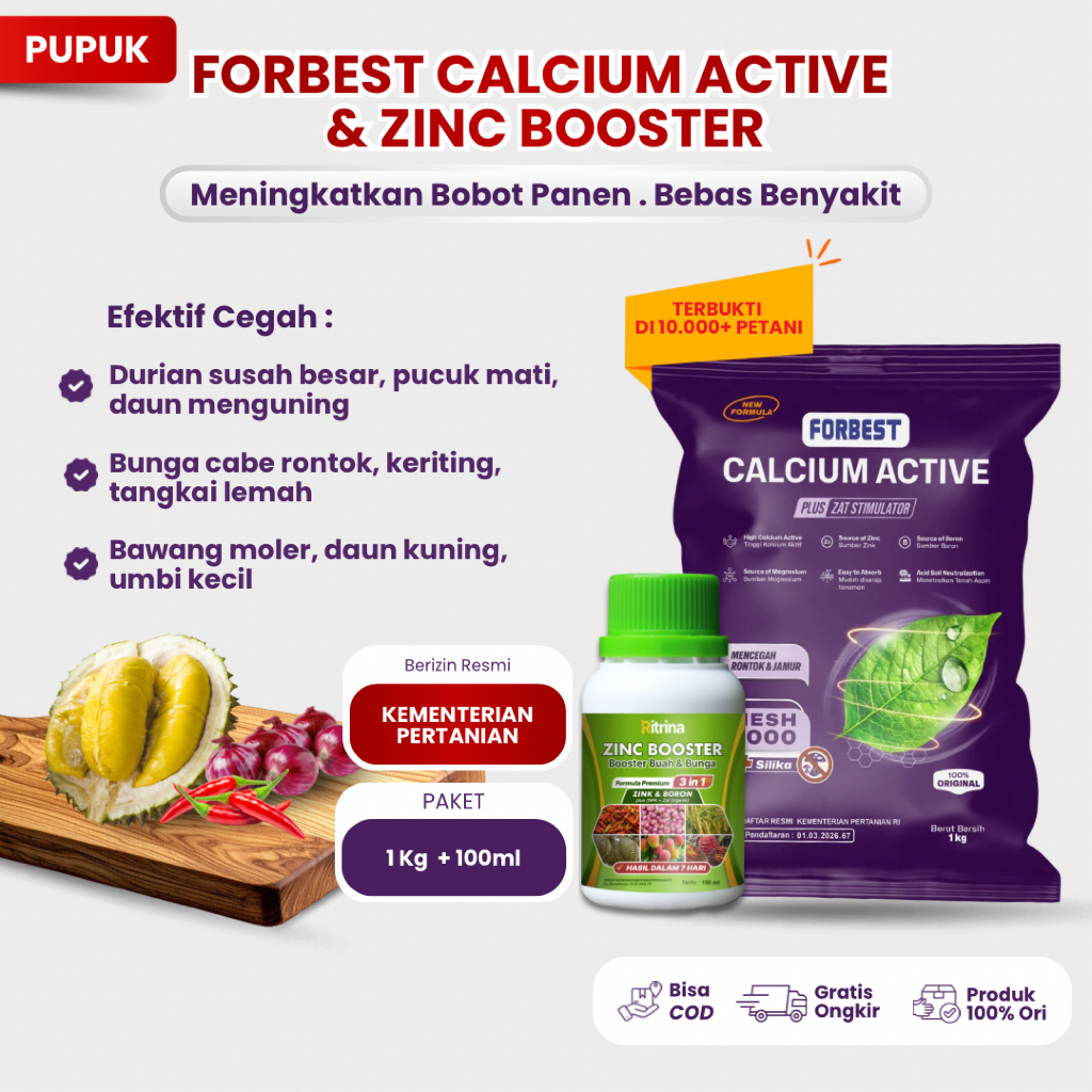 New Forbest Calcium Active & Ritrina Zincbooster - Pupuk Kalsium, Zinc, & NPK - Bantu Atasi Bunga Ro