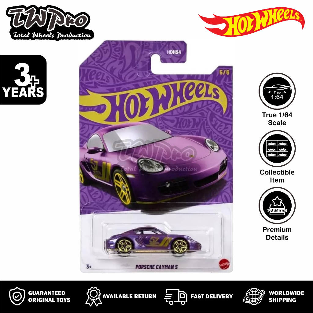 Hot Wheels Pearl & Chrome Porsche Cayman S, 57th Anniversary, 5/6, 1:64 Scale
