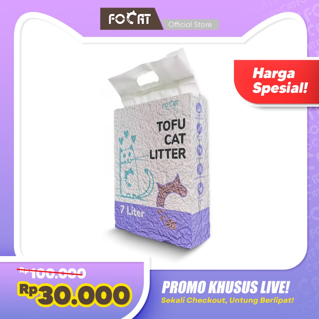 [SPECIAL LIVE] FOCAT Pasir Kucing Tofu Gumpal Wangi 7L N01 Pasir Kucing Soya / Cat Tofu Litter / Pet Litter Sand