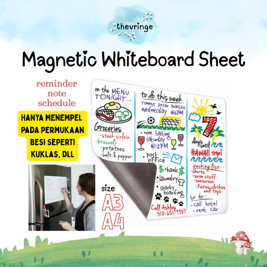 Whiteboard Papan Tulis Magnet Lembaran A3 A4 Magnetic sheet magnetic whiteboard