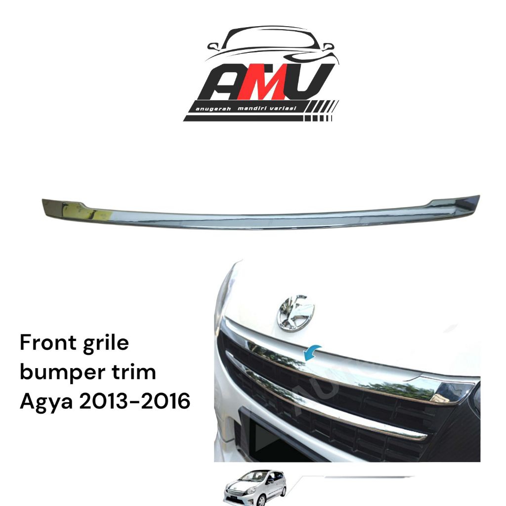 FRONT GRILE BUMPER TRIM CHROME AGYA 2013-2016 / LIST BUMPER DEPAN AGYA 2013-2016 CHROME
