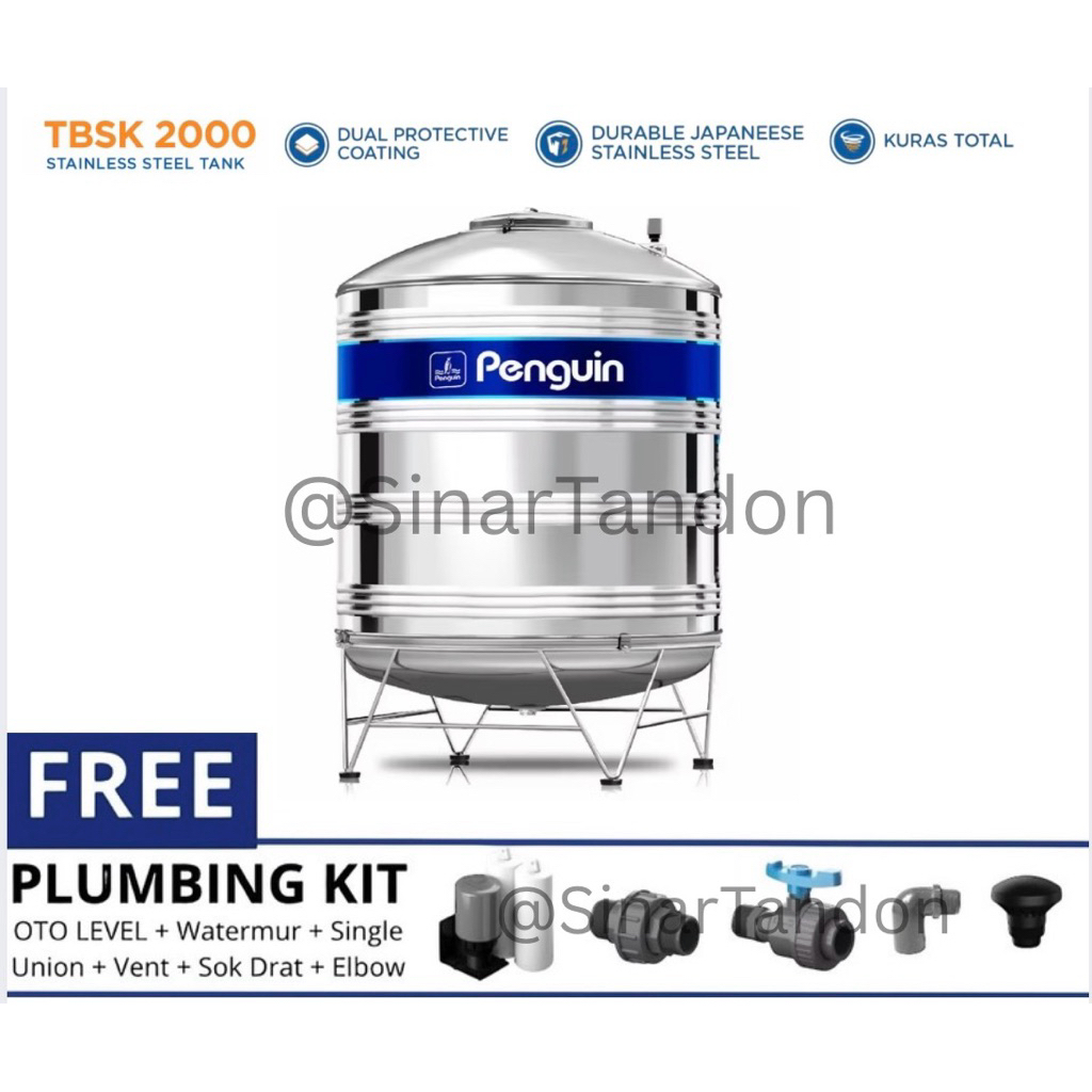 Tangki Air / Tandon / Toren Stainless Penguin 2000 Liter - TBSK 2000