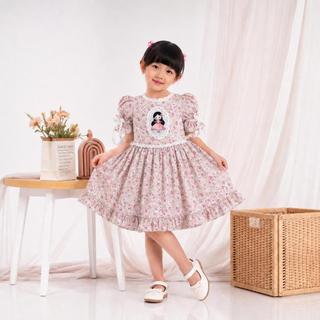 Delova Kids - YUKI DRESS Anak Karakter Setelan Atasan Motif Bunga Warna Pastel dengan karakter lucu Gamis Kondangan Lebaran Pesta Anak