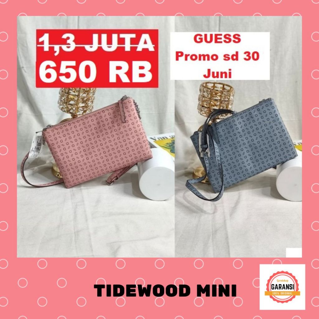 Tas Wanita sling bag Guess ori 100%  seri TIDEWOOD MINI DOUBLE ZIP  SALE murah