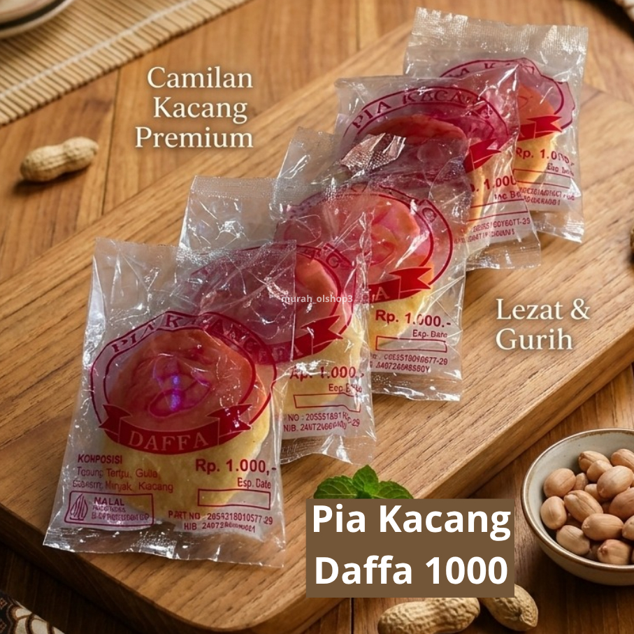 Pia Kacang Daffa Asli 100% HALAL & P-IRT - Kue Pia Manis Gurih Lembut 1000