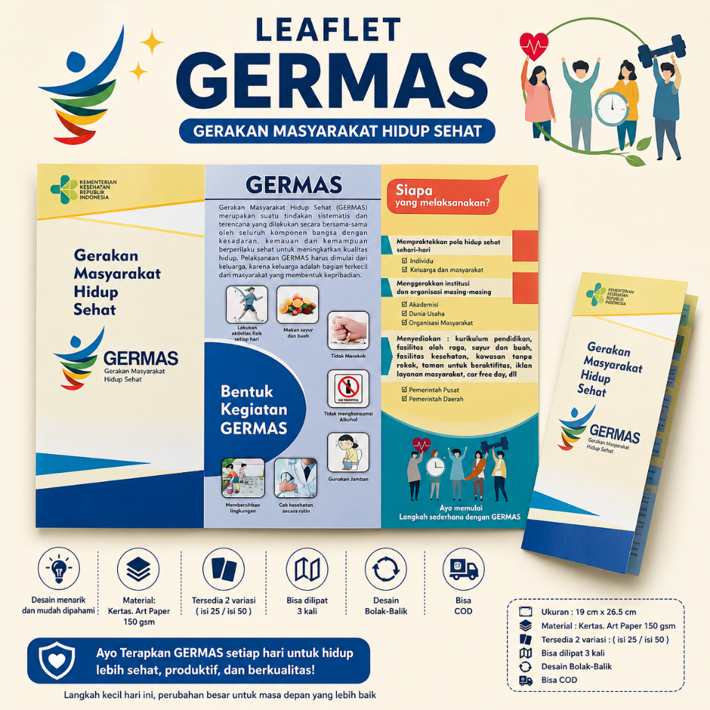 Leaflet Gerakan Masyarakat Hidup Sehat - GERMAS - PHBS - Brosur
