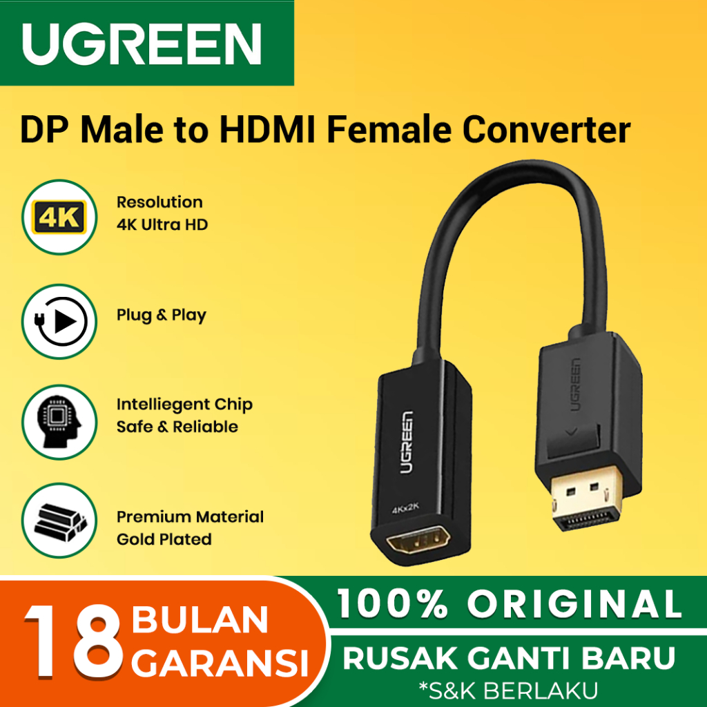 UGREEN Konverter Displayport male to HDMI female 4K