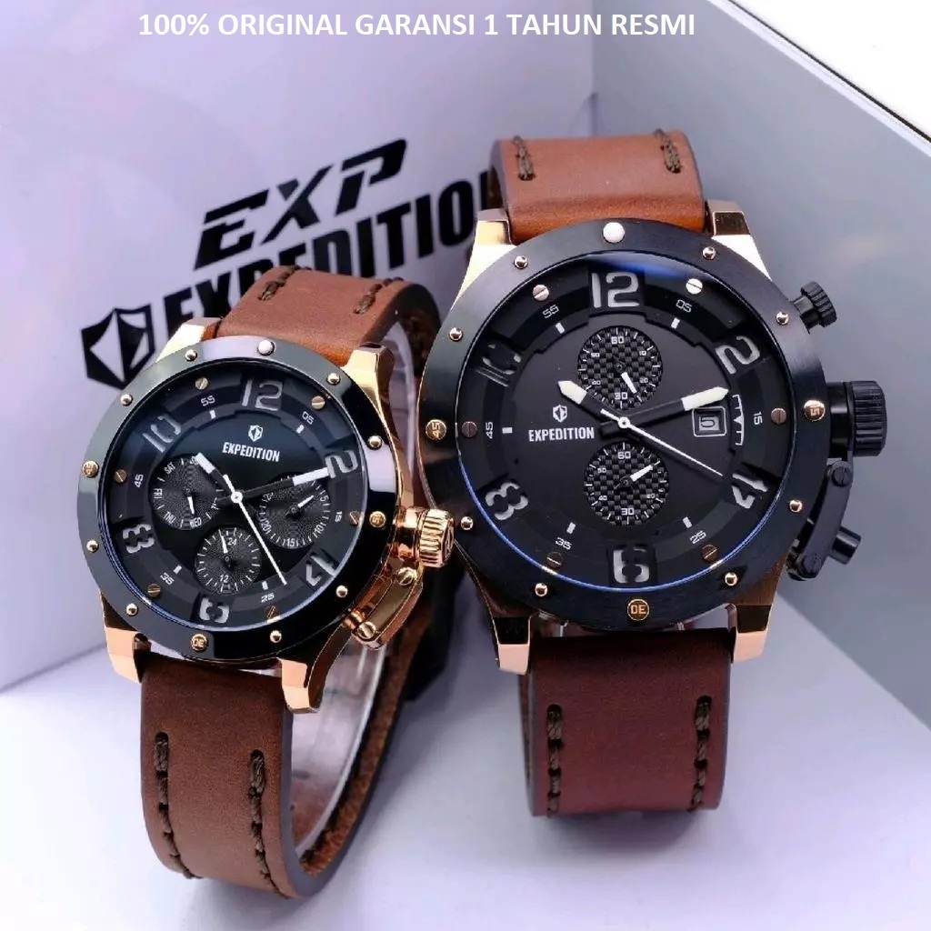 ORIGINAL Jam Tangan Pria/Wanita Couple Expedition E 6381 / E6381 Garansi 1 Tahun - Tali Leather & St
