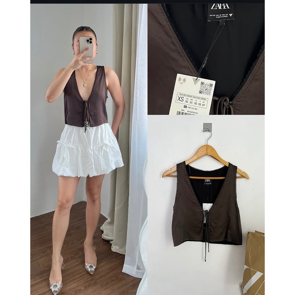 zara vest brown