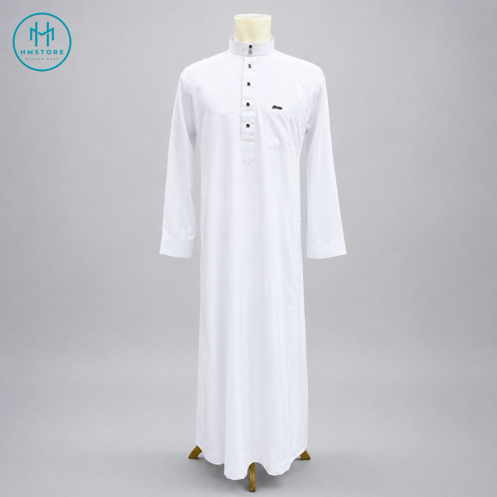 gamis jubah pria dewasa manset/oblong jubah gamis pria putih