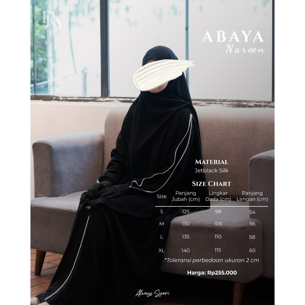 GAMIS HITAM PEKAT - GAMIS PREMIUM WANITA - ABAYA NAREEN BY RJA STORE