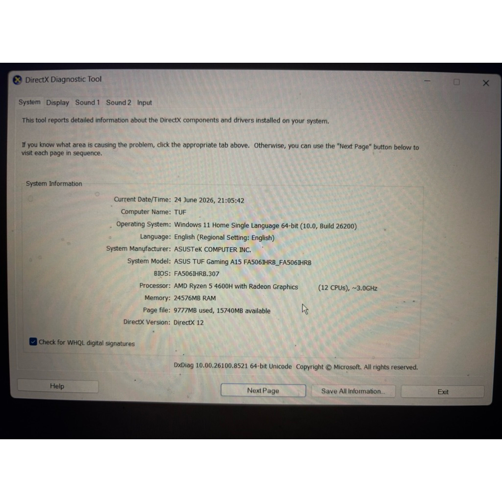 ASUS TUF A15 SECOND LIKE NEW