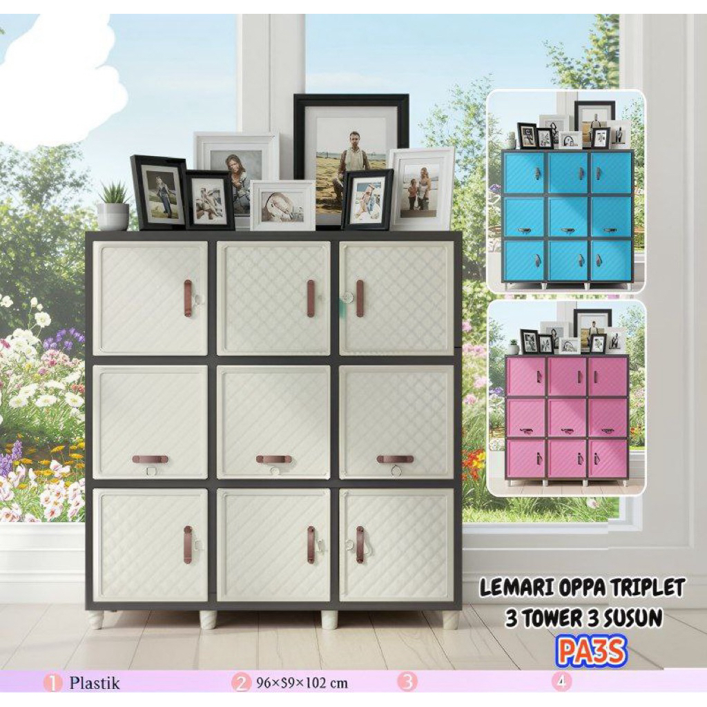 9 PINTU LEMARI/BUFET TV PLASTIK OPPA SIDE BY SIDE KINGDOM PLASTIK SERBAGUNA
