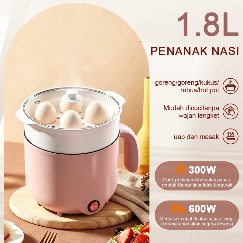 Mini Electric Cooker 1.8L Portable Electric Cooker MINI Panci Elektrik Travel Portable Rice Cooker  