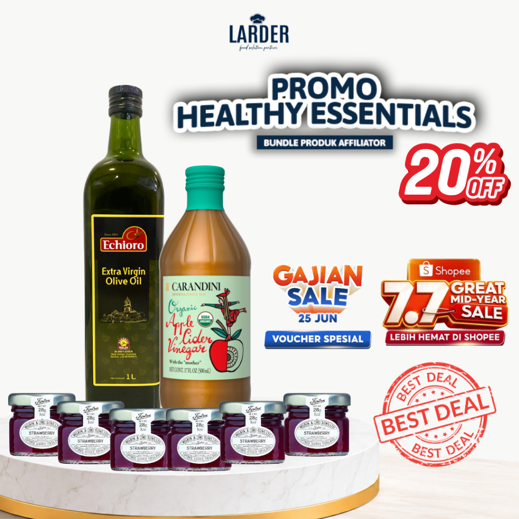[PROMO HEALTHY ESSENSIAL] Extra Virgin Olive Oil 1 Liter + Apple Cider with Mother 500 ml + 6 Pcs St