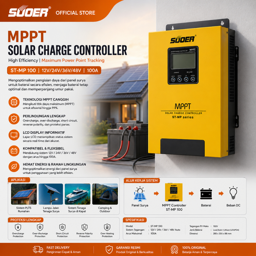 SUOER CONTROLLER CHARGER ST-MP 100 AMPERE