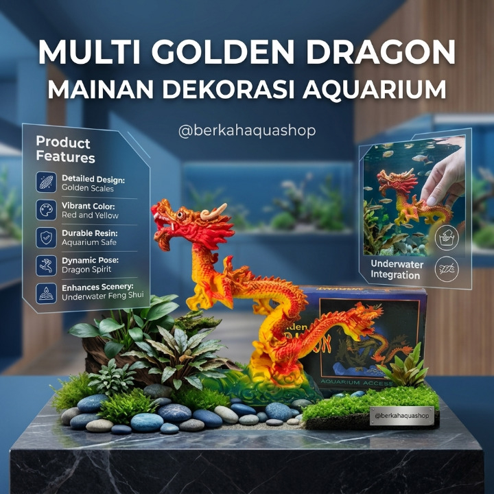 Multi Golden Dragon Mainan Dekorasi Naga Aquarium