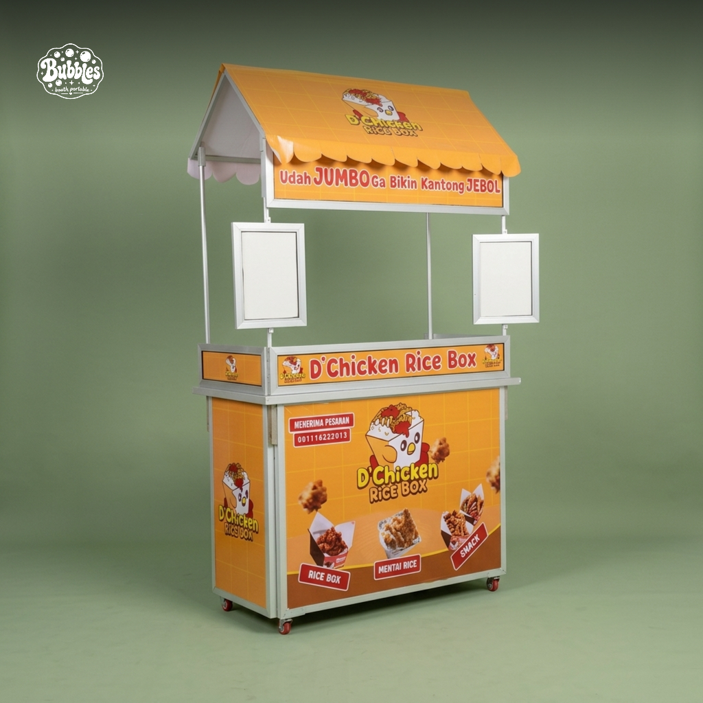 Booth Portable Model Atap Rumah Gerobak Lipat Jumbo Meja Jualan Booth Portable 21