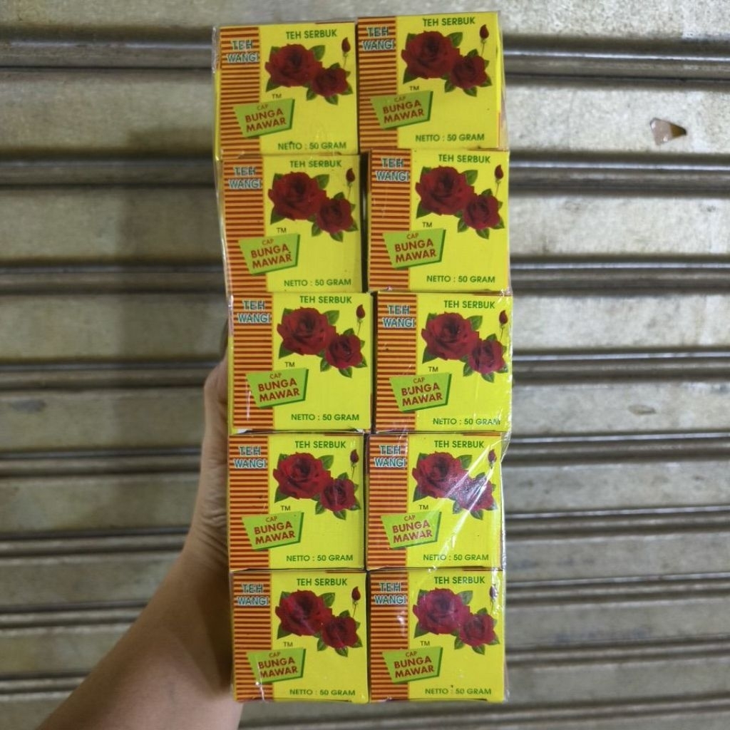 Teh bubuk cap mawar 10 kotak / Teh serbuk mawar
