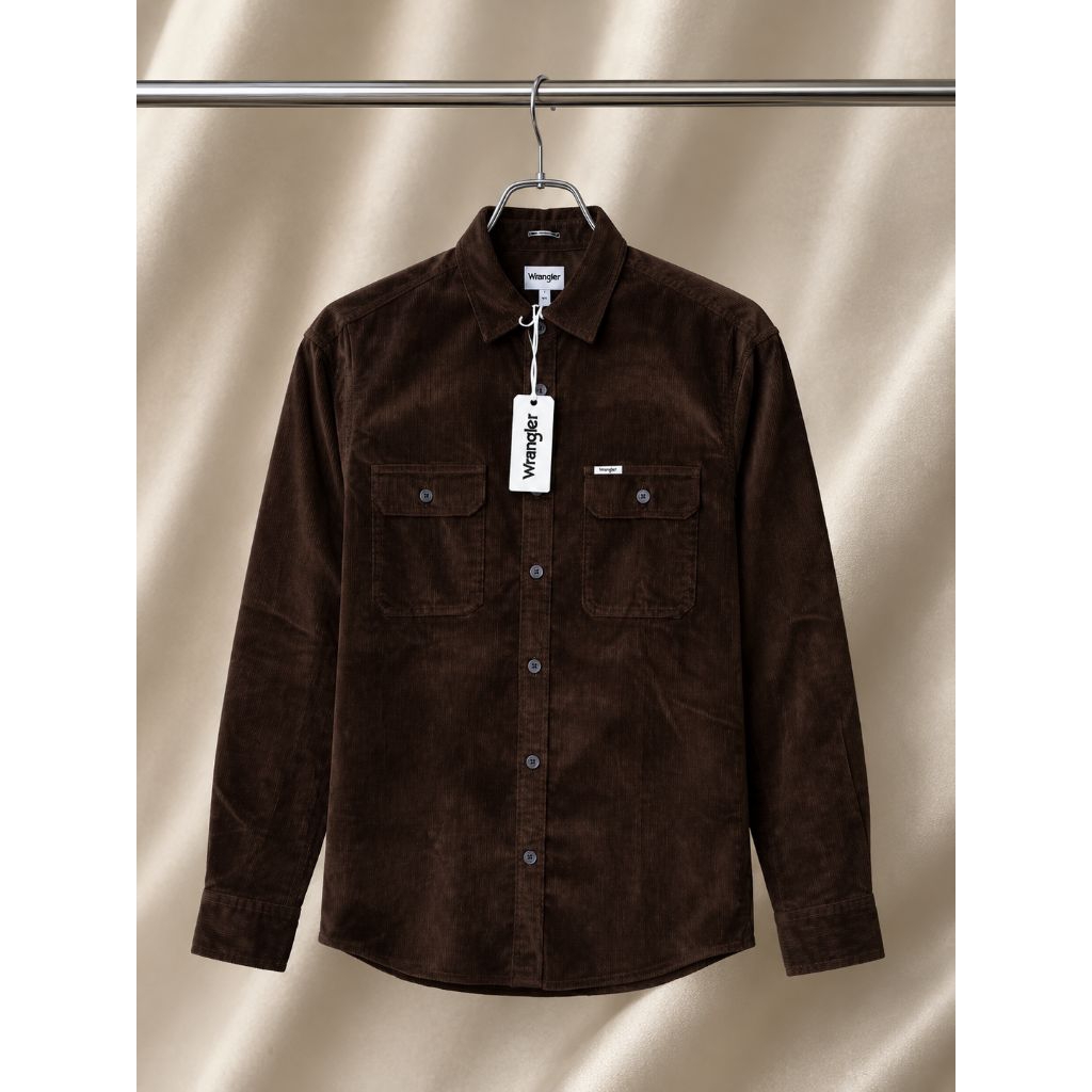 Kemeja Lengan Panjang Wrangler Original korduroy, Kotak2 dan Hitam polos Size L