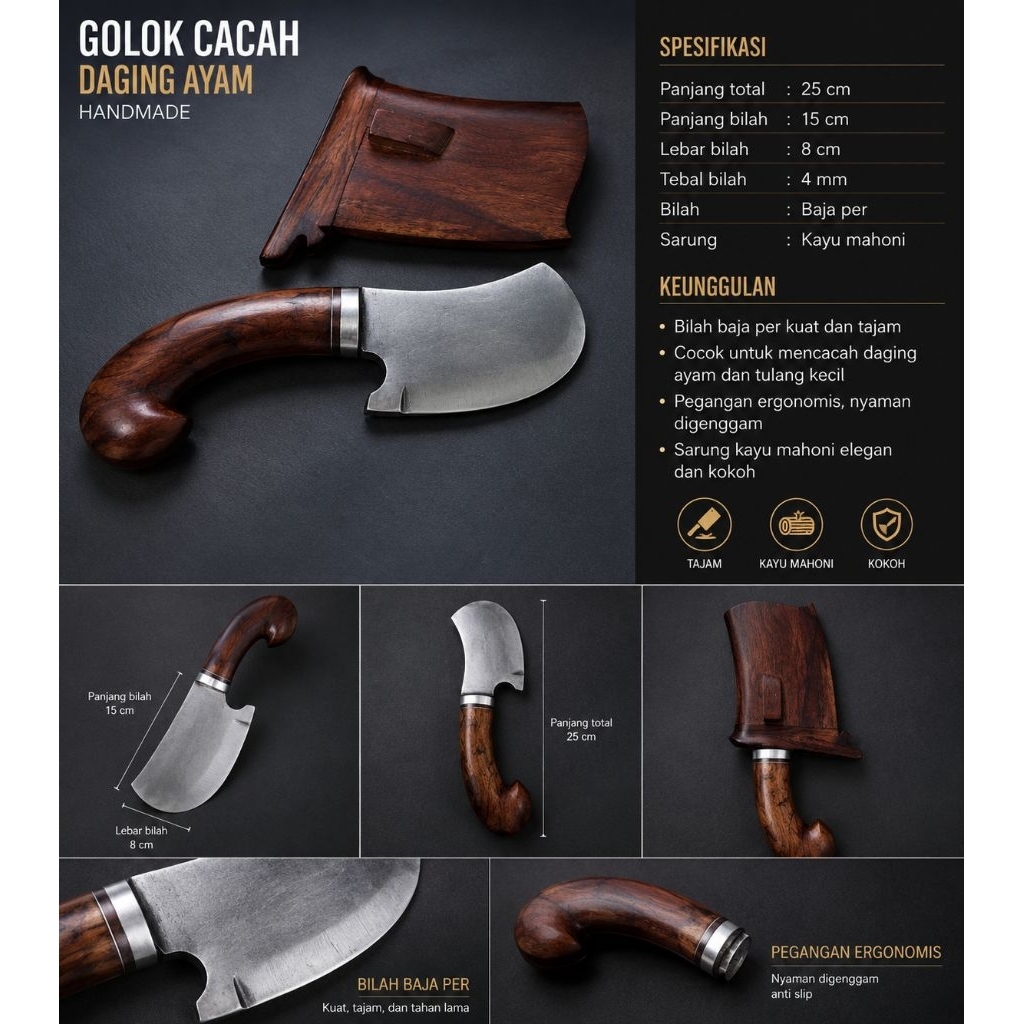 golok buat cacah daging ayam dan tulang ayam