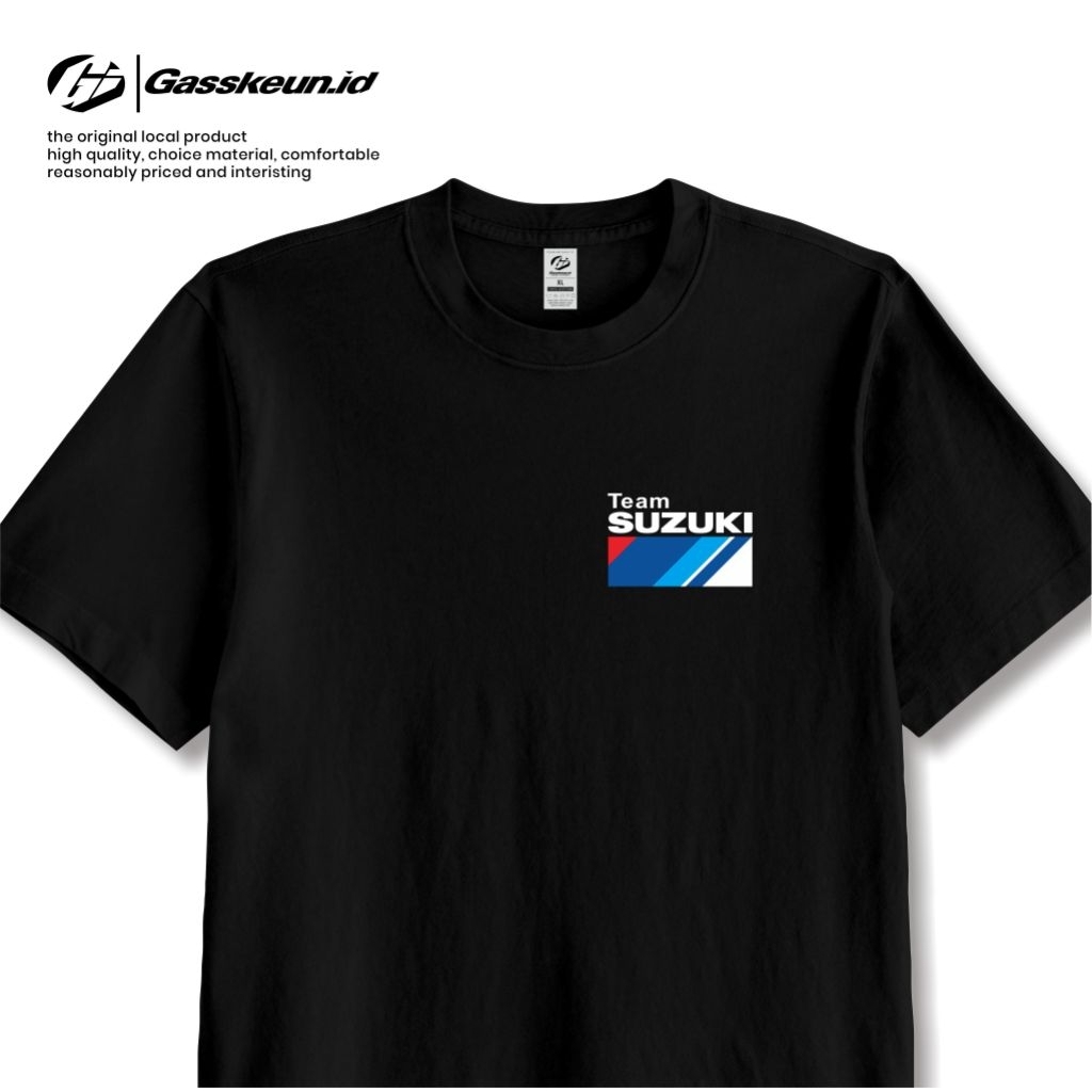 Kaos baju team Suzuki katun lengan pendek unisex baju atasan Pria Combed
