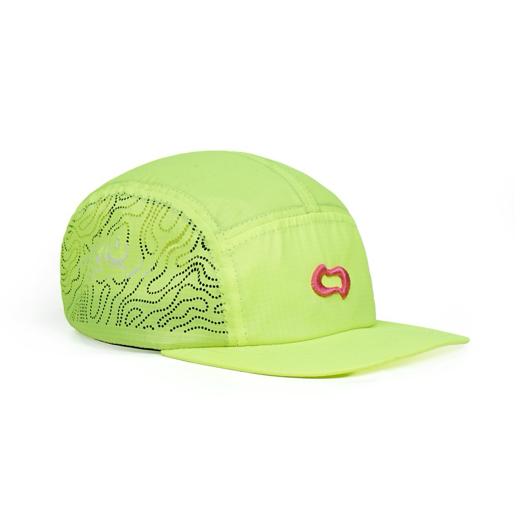 OVERSTATE - Topi Snapback 5 Panel Seri Topografy - Warna Hijau Neon - Bahan Ripstop Water Proff Prem