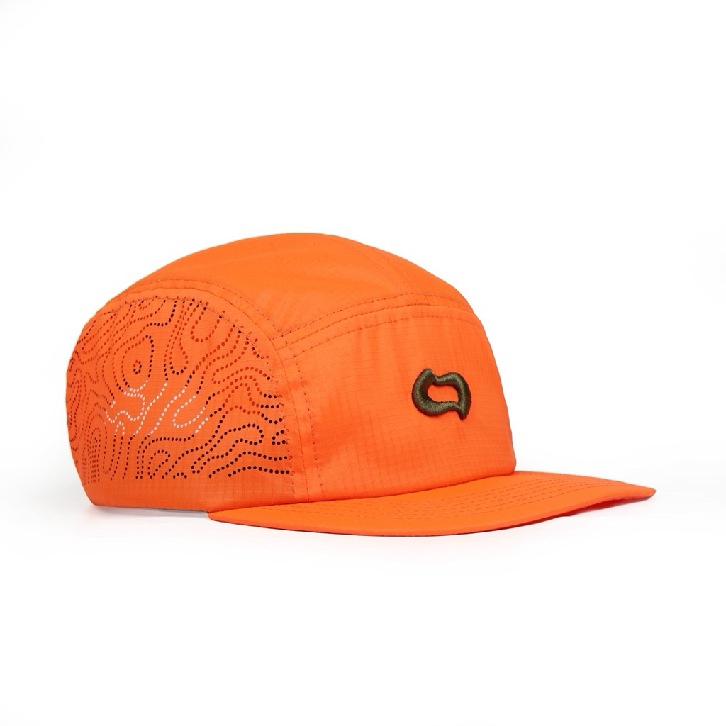 OVERSTATE - Topi Snapback 5 Panel Seri Topografy - Warna Orange - Bahan Ripstop Water Proff Premium 