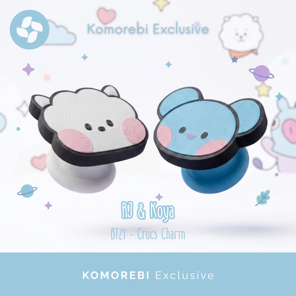 Jibbitz Crocs Charm BT21 RJ Koya Aksesoris Sandal Lucu Karakter 3D Print Fanmade Murah Terbaru#KO104