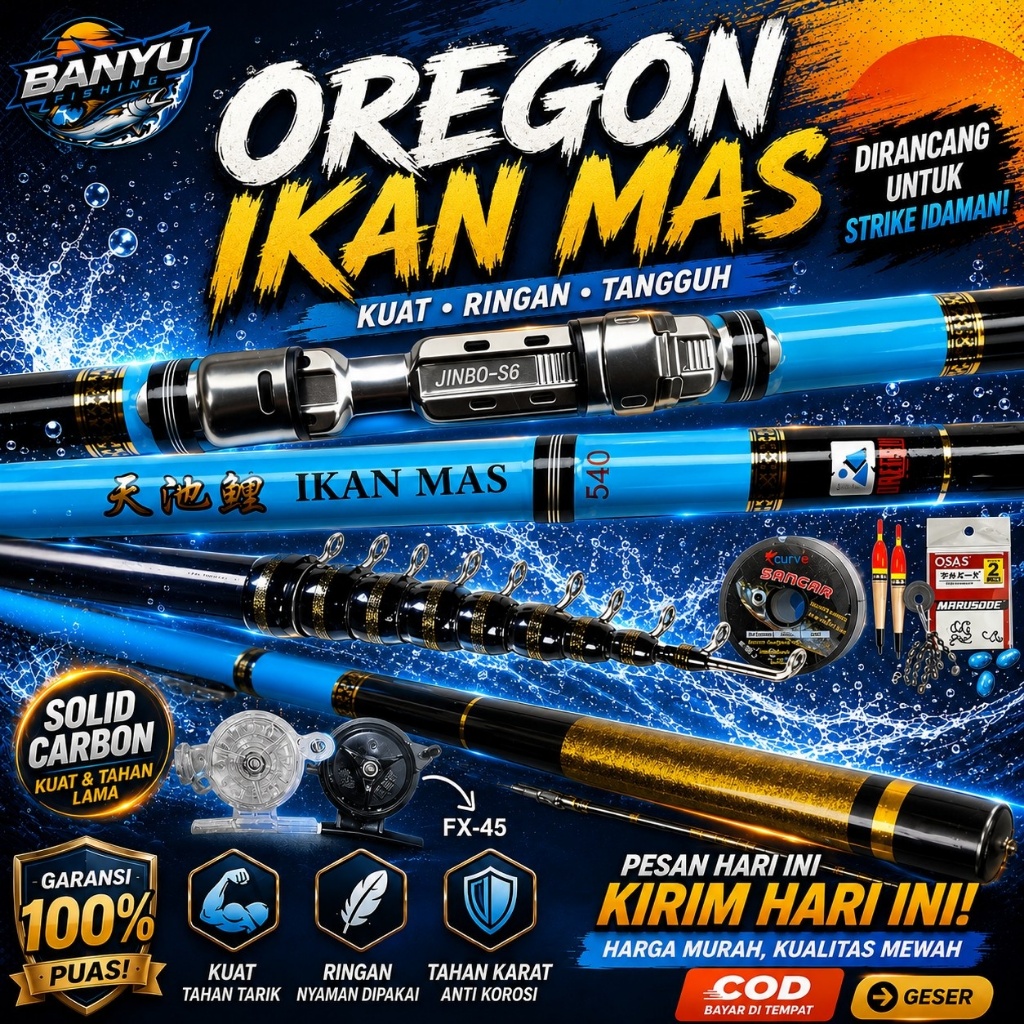 joran tegek karbon oregon ikan mas 360 450 540