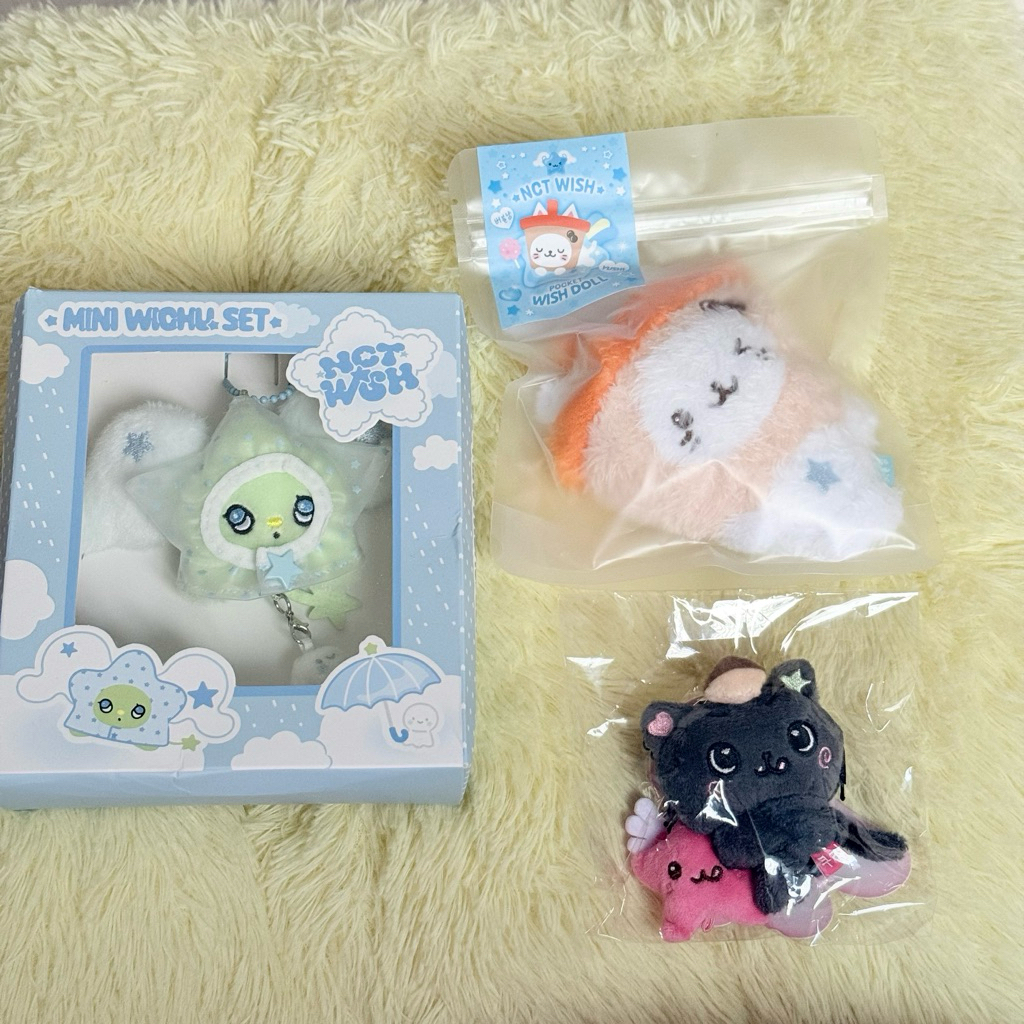 NCT WISH MD FANLIGHT KEYRING MINI DOLL KURI RIKU MINI WICHU MD EXHIBITION OFFICIAL SEALED