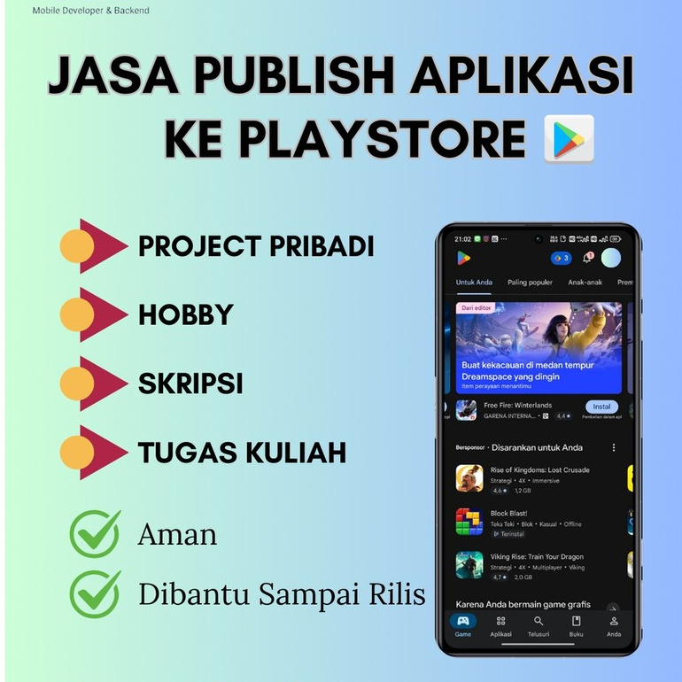 Jasa upload publish aplikasi android ke playstore cepat-murah