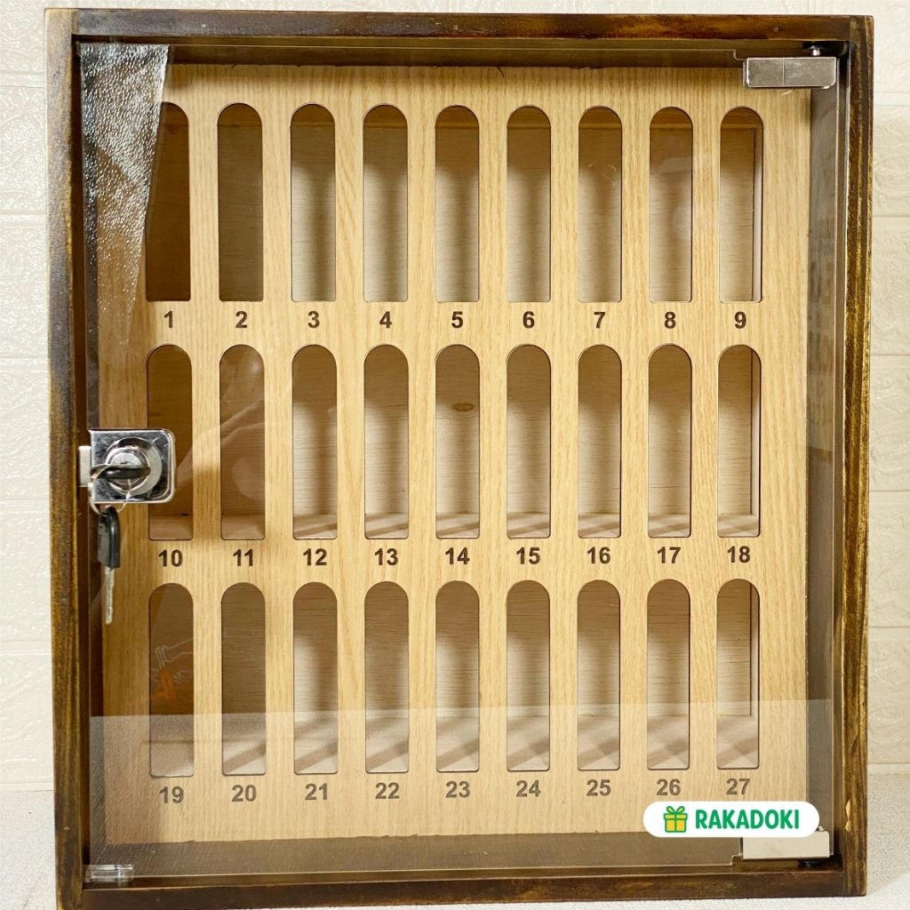 Rak Tempat HP 27 Slot Rak HP Service Management Box Rak Penyimpanan HP Susun Kayu