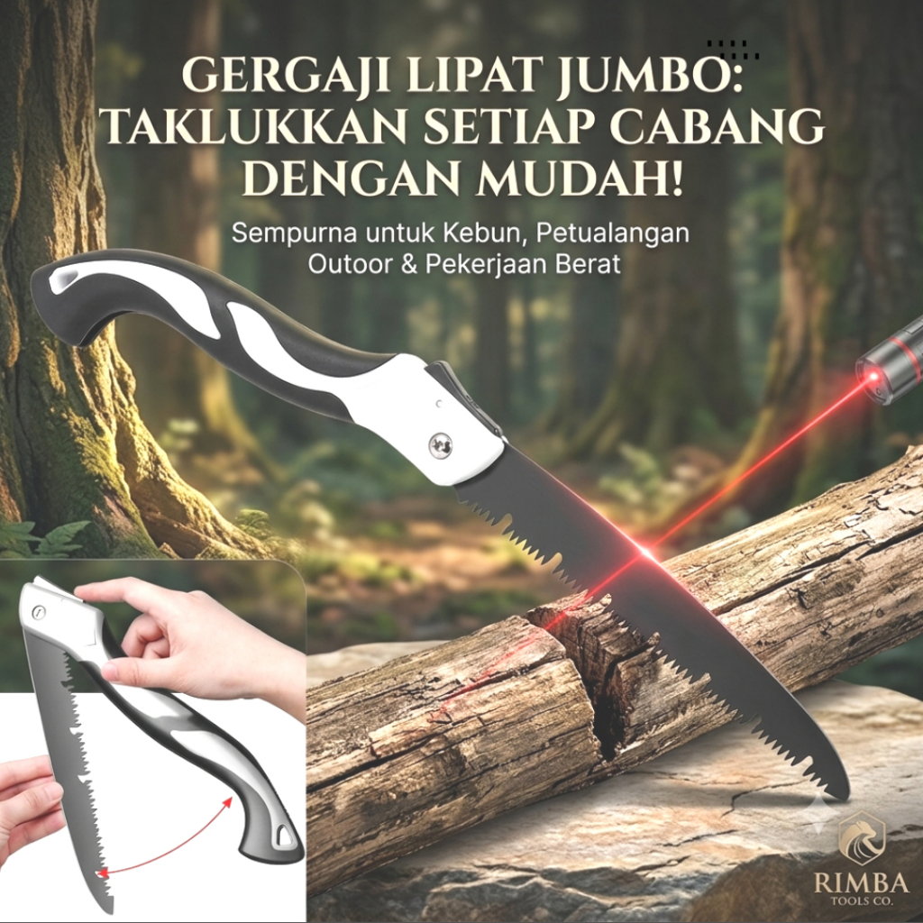 Gergaji Lipat Portabel KNIFEZER dengan Pisau Tajam SK5 dan Pegangan Anti-Slip/GERGAJI LIPAT PORTABLE