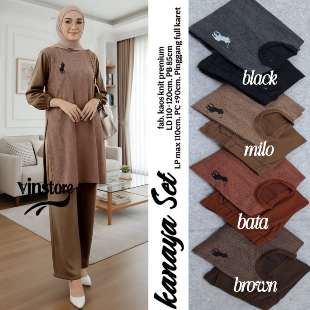 Kanaya Setcel Setelan Baju Wanita Bawahan Celana Panjang Nyaman dipakai by Vinstore