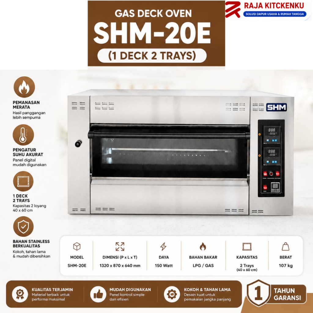 SINMAG SHM-20E GAS DECK OVEN (1 DECK 2 TRAYS)