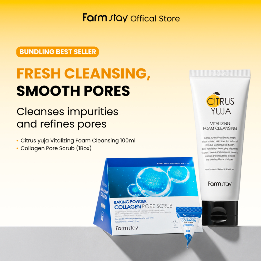 Farm stay Official Shop - Baking Powder Collagen Pore Scrub 7g*25 & Citrus Yuja Vitalizing Foam Clea