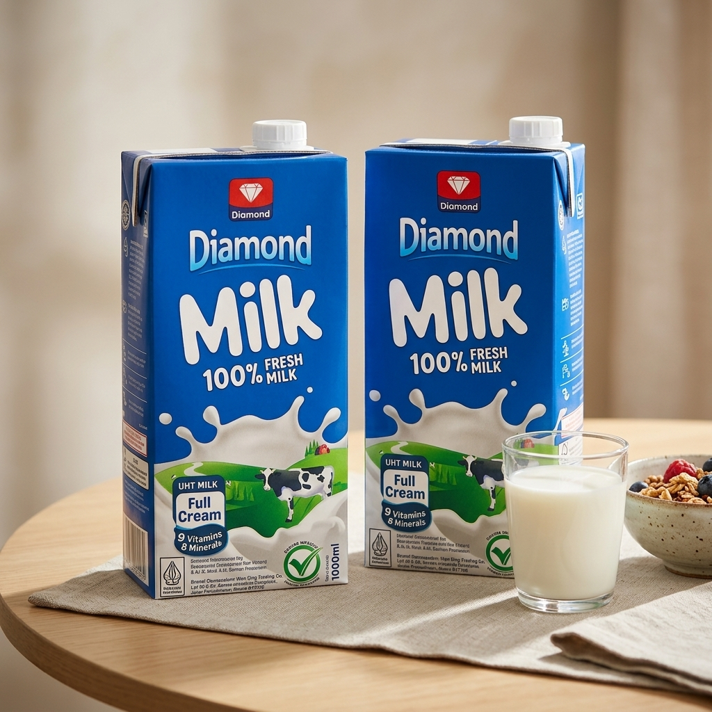 Susu UHT Diamond Milk 1Liter Isi 12 Pcs | Susu Cair Diamond 1 Liter | 1 Dus Harga Grosir Susu Full C