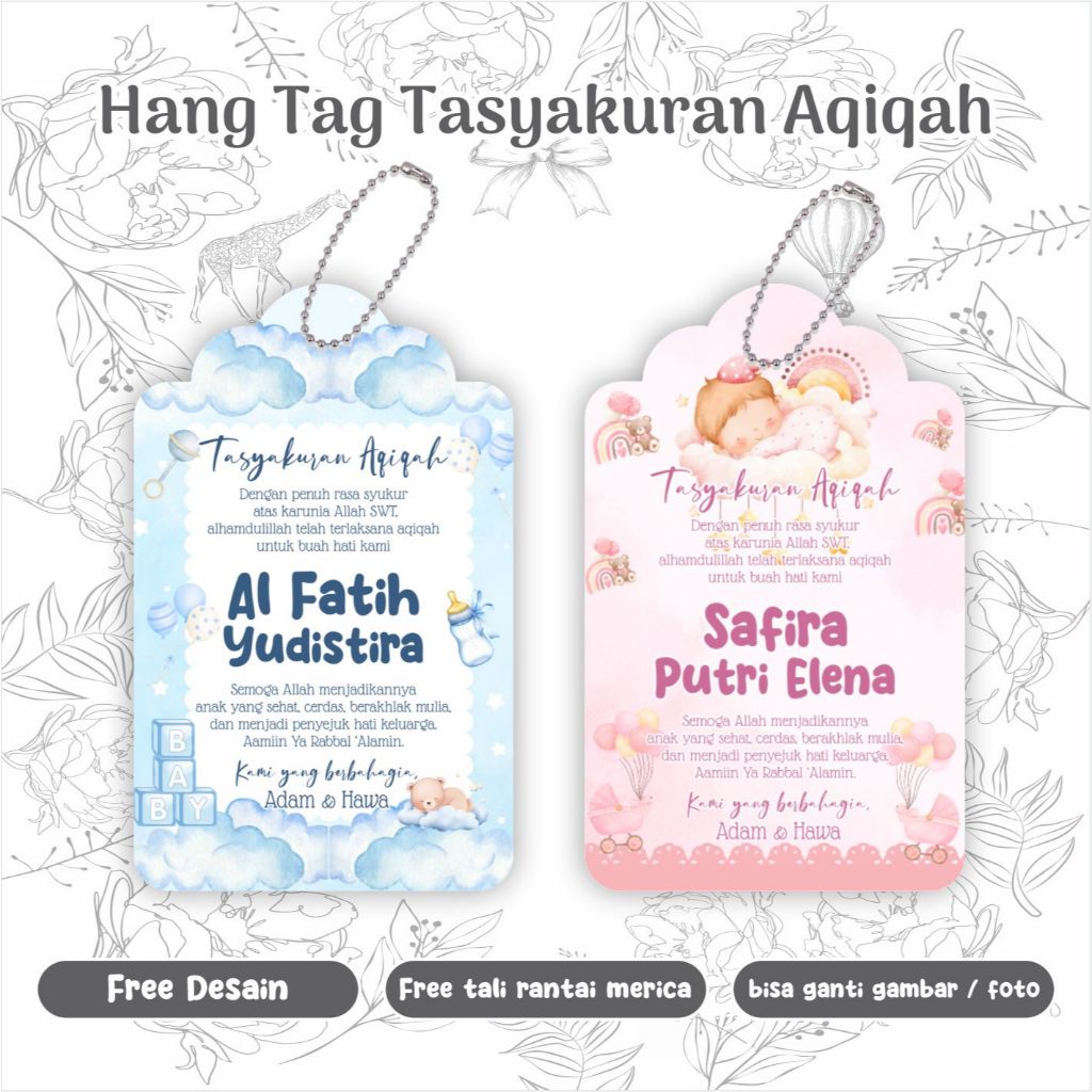 Tag Tasyakuran Aqiqah / Hangtag Aqiqah / Kartu Aqiqah