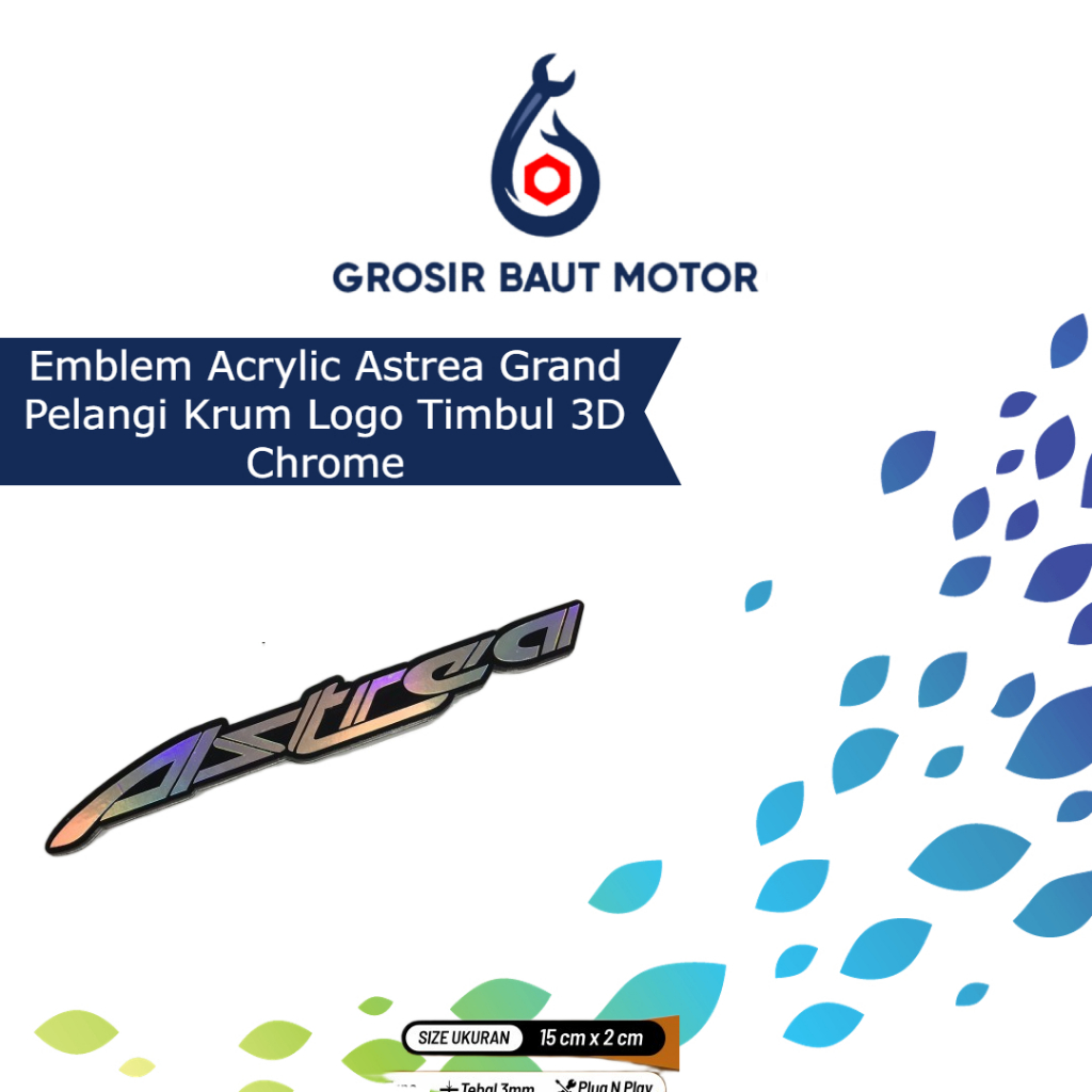 Emblem Acrylic Astrea Grand Pelangi Krum Logo Timbul 3D Chrome