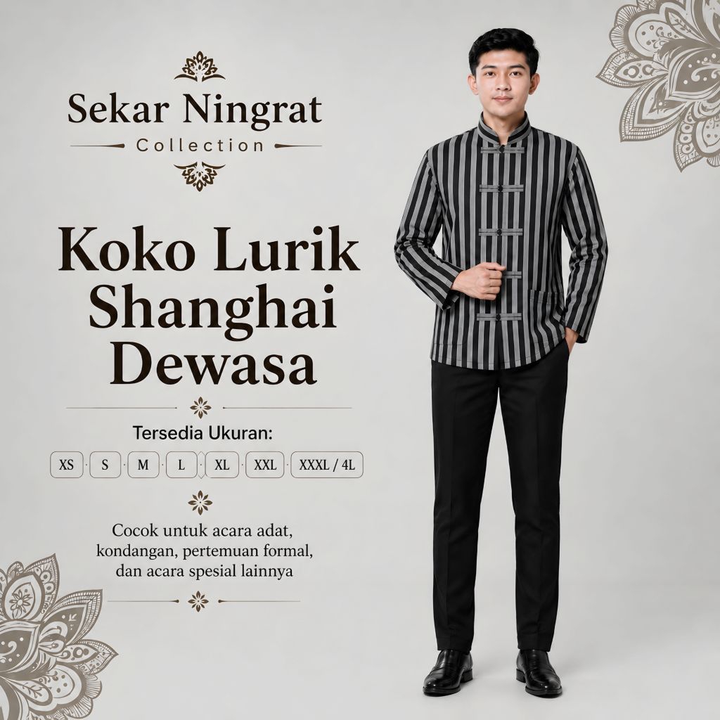 Atasan Koko Shanghai Lurik Pria Dewasa Koko Shanghai Tenun Lurik Premium Halus