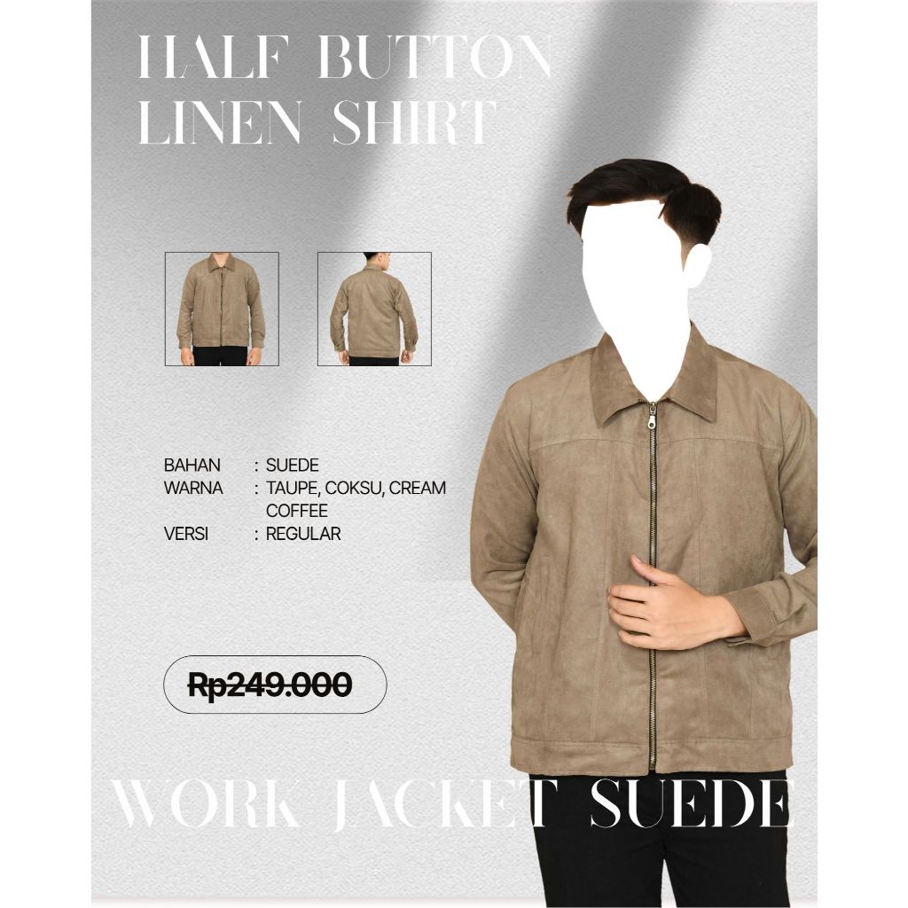 MOESAB - Trucker Suede Jacket / Work Jacket Suede Pria / Jaket Suede Pria Boxy Sleting