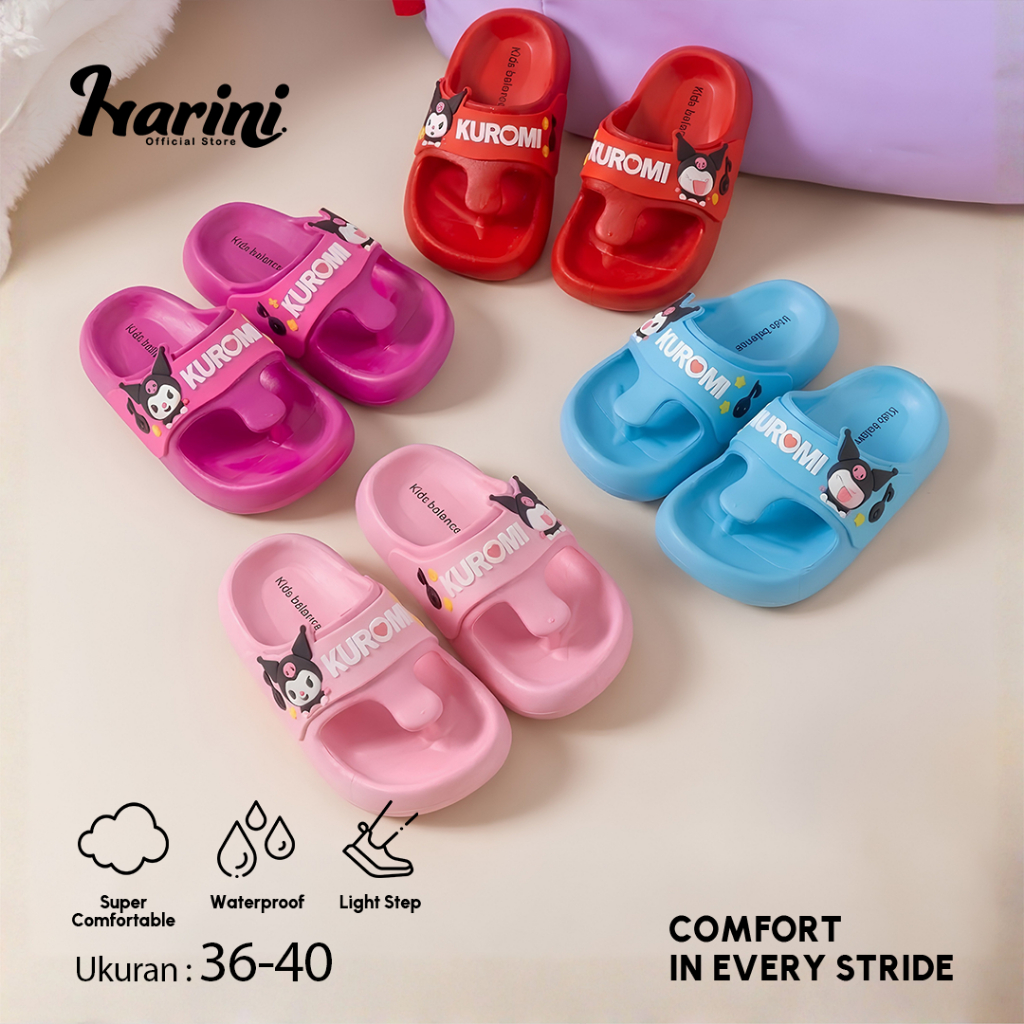 Sandal Jepit Kuromi Anak Perempuan Laki Sendal Lucu Karet Jelly Cantik Import Balance K8-5