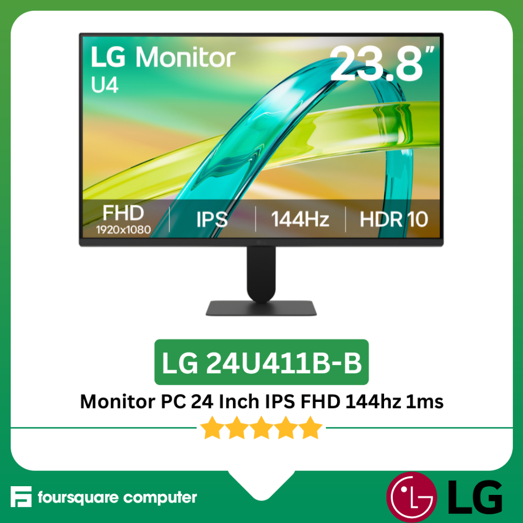 LG 24U411B-B Monitor PC Komputer 24 Inch IPS FHD Panel 144hz 1ms HDMI HDR10 Borderless Gaming & Kerj