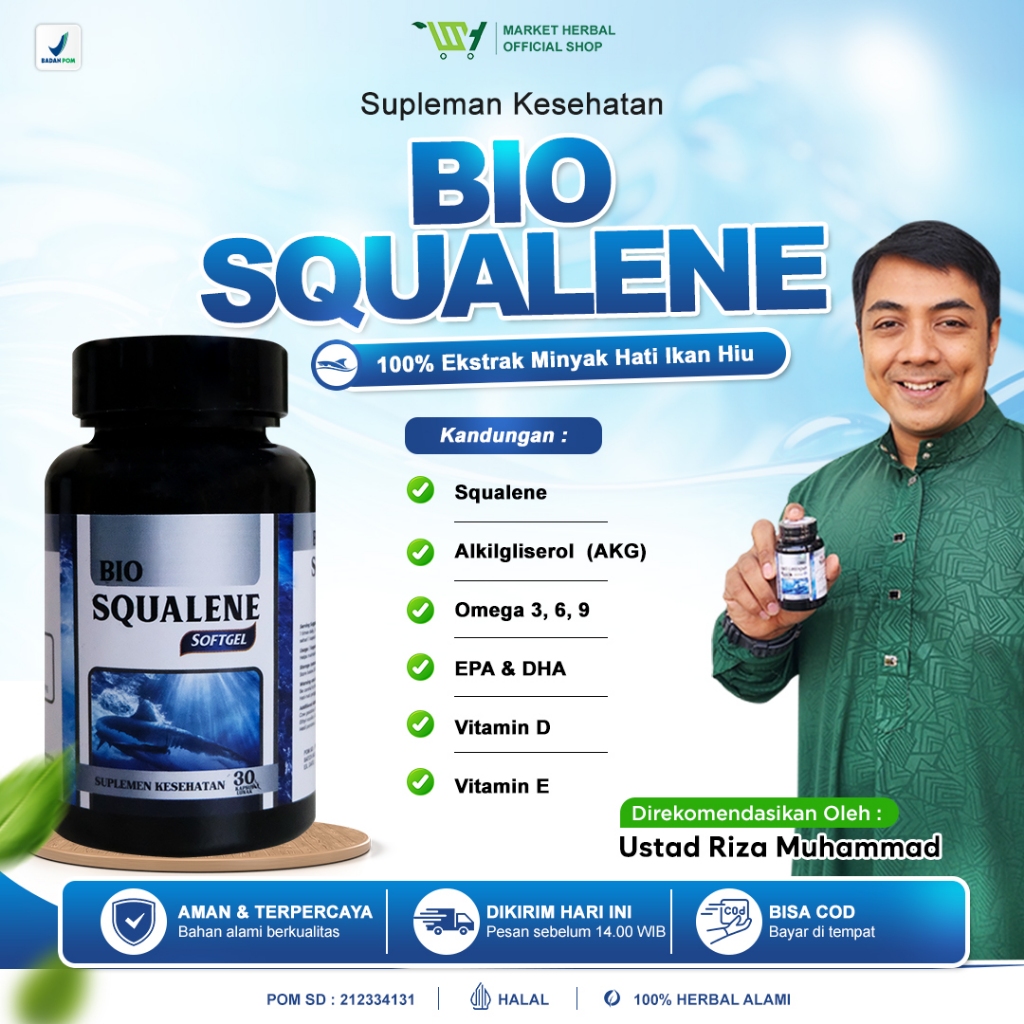 Bio Squalene Softgel - Ekstrak Minyak Ikan Omega 3 6 9 Isi 30 Softgel BPOM & Halal 100% Original