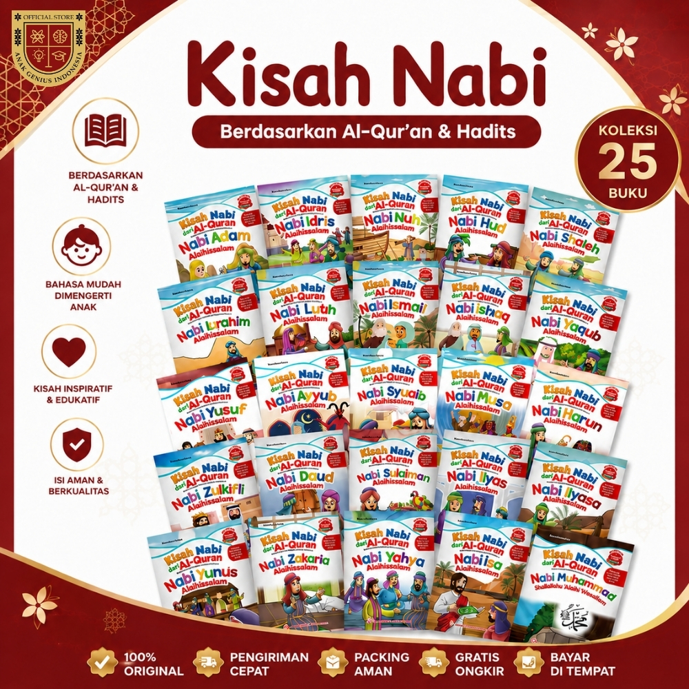Buku Kisah 25 Nabi & Rasul Anak – 1 Paket Isi 25 Seri Edukatif dan Bergambar - Serba Jaya