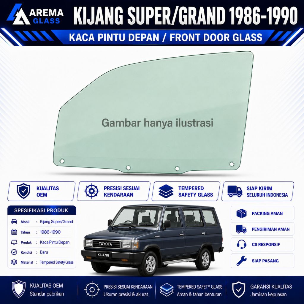 KACA PINTU DEPAN KIJANG SUPER/GRAND 1986-1990
